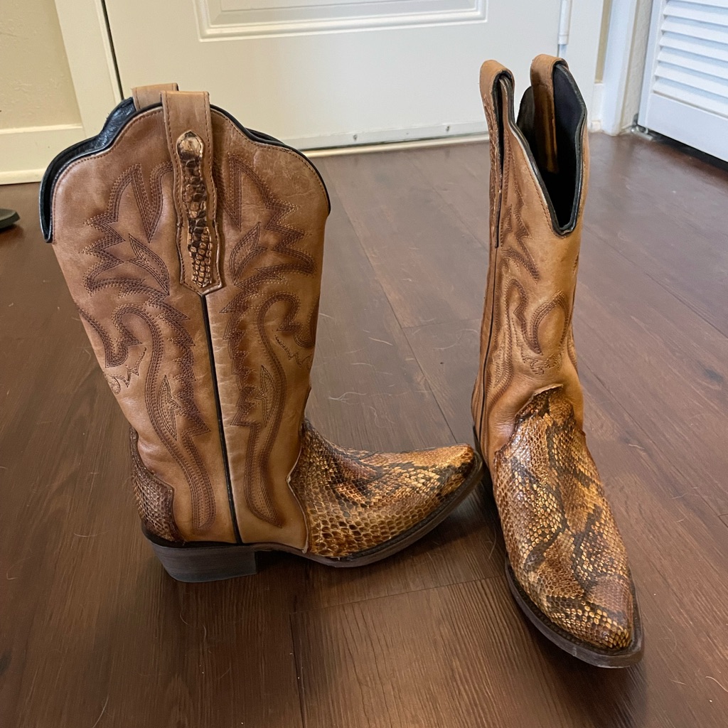 Genuine Leather Cowboy Boots With Snakeskin From Nashville